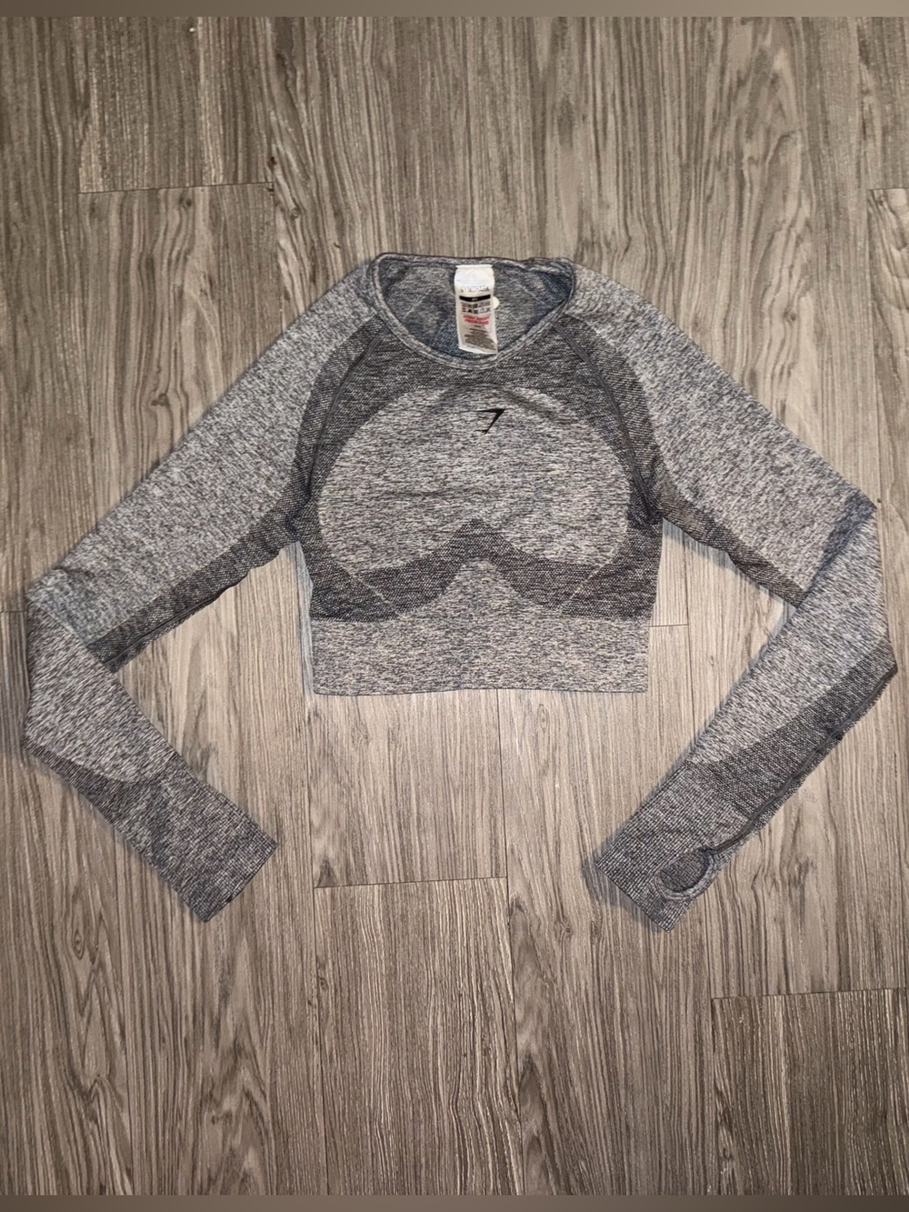 Gymshark Heather Gray Cropped Slim Fit Long Sleeve Active Top Womens Sz XS